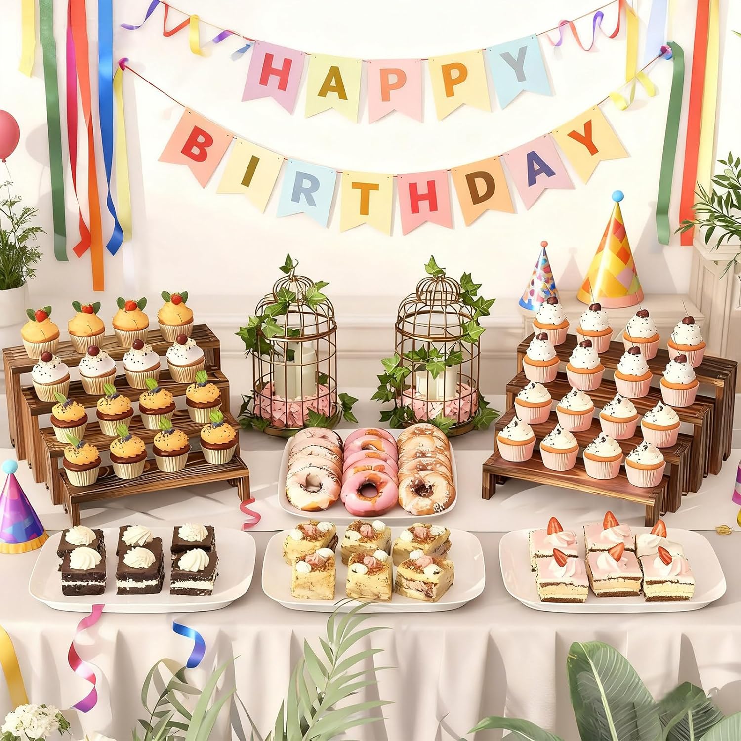 2 Tier Wooden Cupcake Stand Se - Display Risers Set recensie en prijs